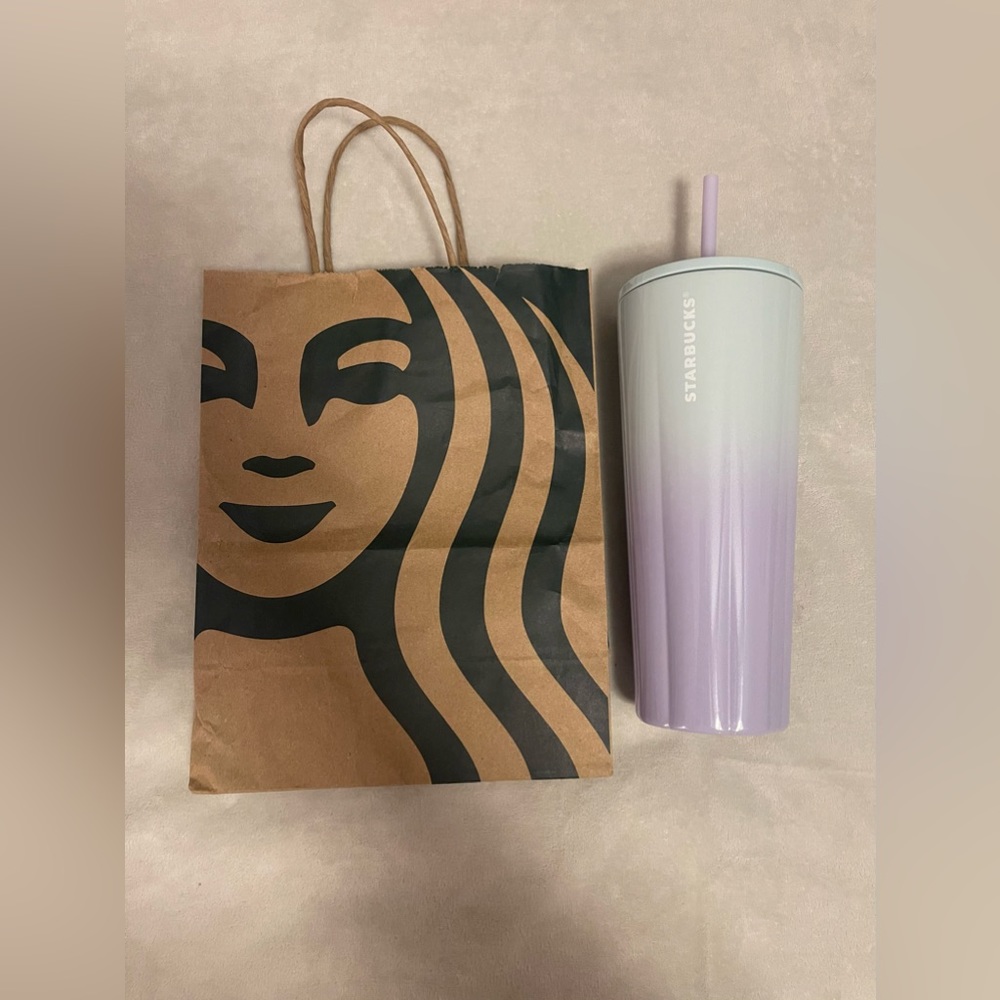 Starbucks Lilac Purple Blue Ombre Stainless Steel Cold Cup Tumbler 24 oz